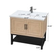 thumbnail image 3 of 36" Bathroom Vanity with White Ceramic Sink & Hot and Cold Faucet , Freestanding Bathroom Cabinet with 2 Storage Doors and Open iron Shelf for Bathroom, 3 of 16