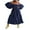 Navy Blue, variant on Fortune Women Bohemian Dress Casual Puff Sleeve Embroidered Floral Dresses Boho Flowy Ruffle Midi Dress