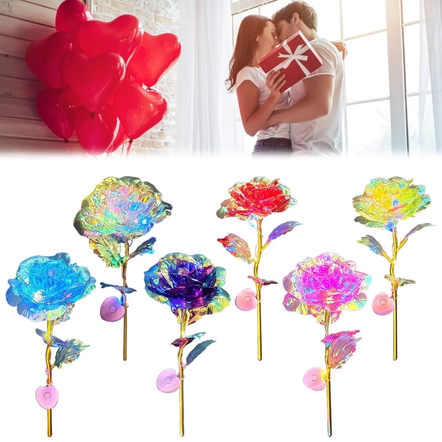 Rosa Simulada Iluminada 2 rosas artificiales luminosas de colores con luces para San Valentín, decoración del hogar (azul) Rkxzt