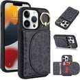 thumbnail image 3 of for iPhone 14 Pro Max Case with Card Holder - Credit Card Slot,RFID Blocking,360°Rotating Ring Kickstand and PU Leather Cute Wallet Cover for Women(Black Leopard), 3 of 17