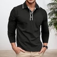 thumbnail image 2 of MIXUE Polo Shirts For Men Summer Solid Color Lapel Button Down Long Sleeve Slim Fit Casual Comfortable Breathable Streetwear,Black,L, 2 of 7