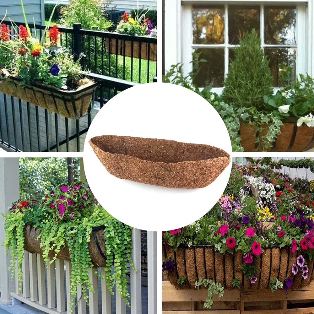 Lot De 2 Doublures En Fibre De Coco Demi-lune Pour Jardinière Suspendue - 76 Cm, Naturel Et Respirant - 11