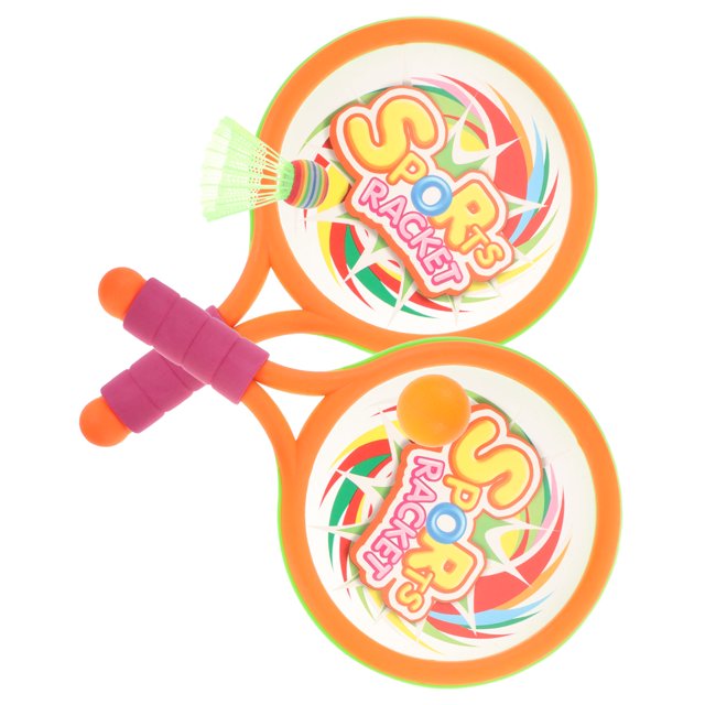 HOOWIFFY 1Set Orange Soft PVC Handle Racket for Multi Sport Outdoor Tennis Badminton Beach Use