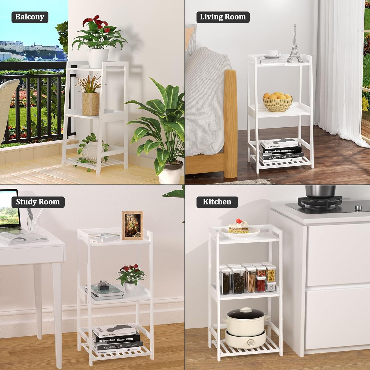 3 Tier Bamboo Bathroom Shelves, Ladder Shelf for Storage, Rustic Home Organizer, Space-Saving Design, Stylish Display Nightstand, Stylish Storage Solution for Home, Living Room, Kitchen