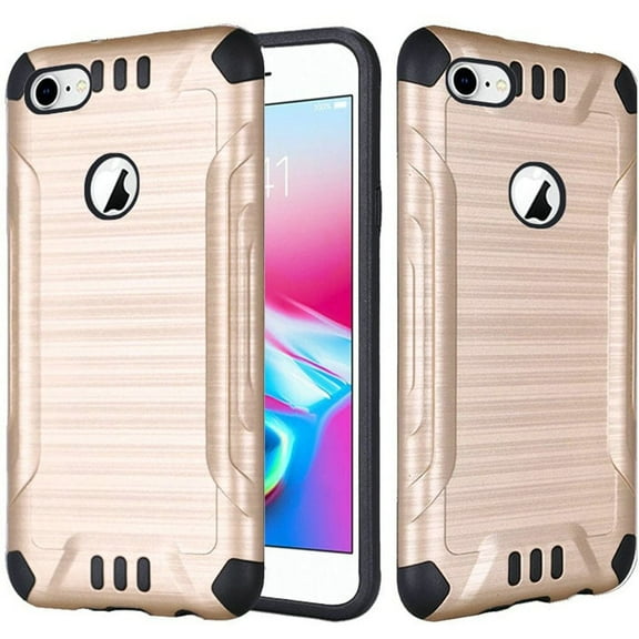 GSA Slim Armor Brushed Hybrid Case For iPhone SE (2022-20)/8/7 - Gold/Black