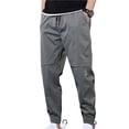 thumbnail image 2 of NIBOLOG Men Pants Solid Color Elastic Waist Drawstring Ankle-banded Cargo Pants for Daily Wear, 2 of 8