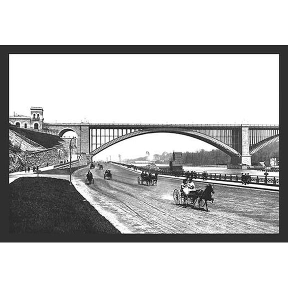 Washington Bridge and Speedway, NYC-Fine Art Canvas Print (20" x 30")