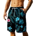 thumbnail image 2 of Mens Swim Trunks Men's Summer Hawaiian Swim Shorts Resort Print Casual Crop Pants with Drawstring Elastic Waist Beach Bathing Suit for Vacation Luau Tropical Travel Hot Pink L, 2 of 4