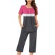 thumbnail image 2 of Sexy Pijama Conjunto para las Mujeres, Cuello Redondo Blusa de Manga Corta Y Pantalones, Traje de Moda Casual, 2 of 9
