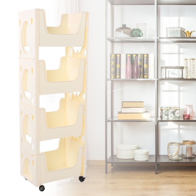 Rangement et Organisation, Chariot de Rangement Grande Capacité Épaissi Mobile avec Roues Chariots Roulants avec Roulettes Verrouillables pour Livres Jouets Assaisonnement Bouteilles