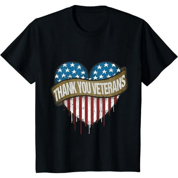 Thank You Veterans Day American Flag Heart Military Army T-Shirt
