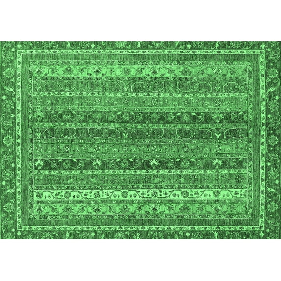 Ahgly Company Indoor Rectangle Abstract Emerald Green Modern Area Rugs, 7' x 10'