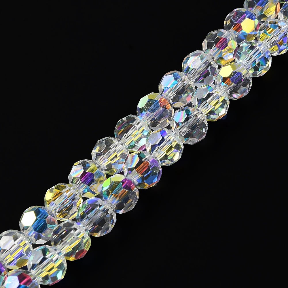 10strands Electroplate Glass Beads Strands AB color Faceted Rondelle Clear AB 8x7.3mm Hole: 1.4mm about 70pcs/strand 20.28''(51.5cm)