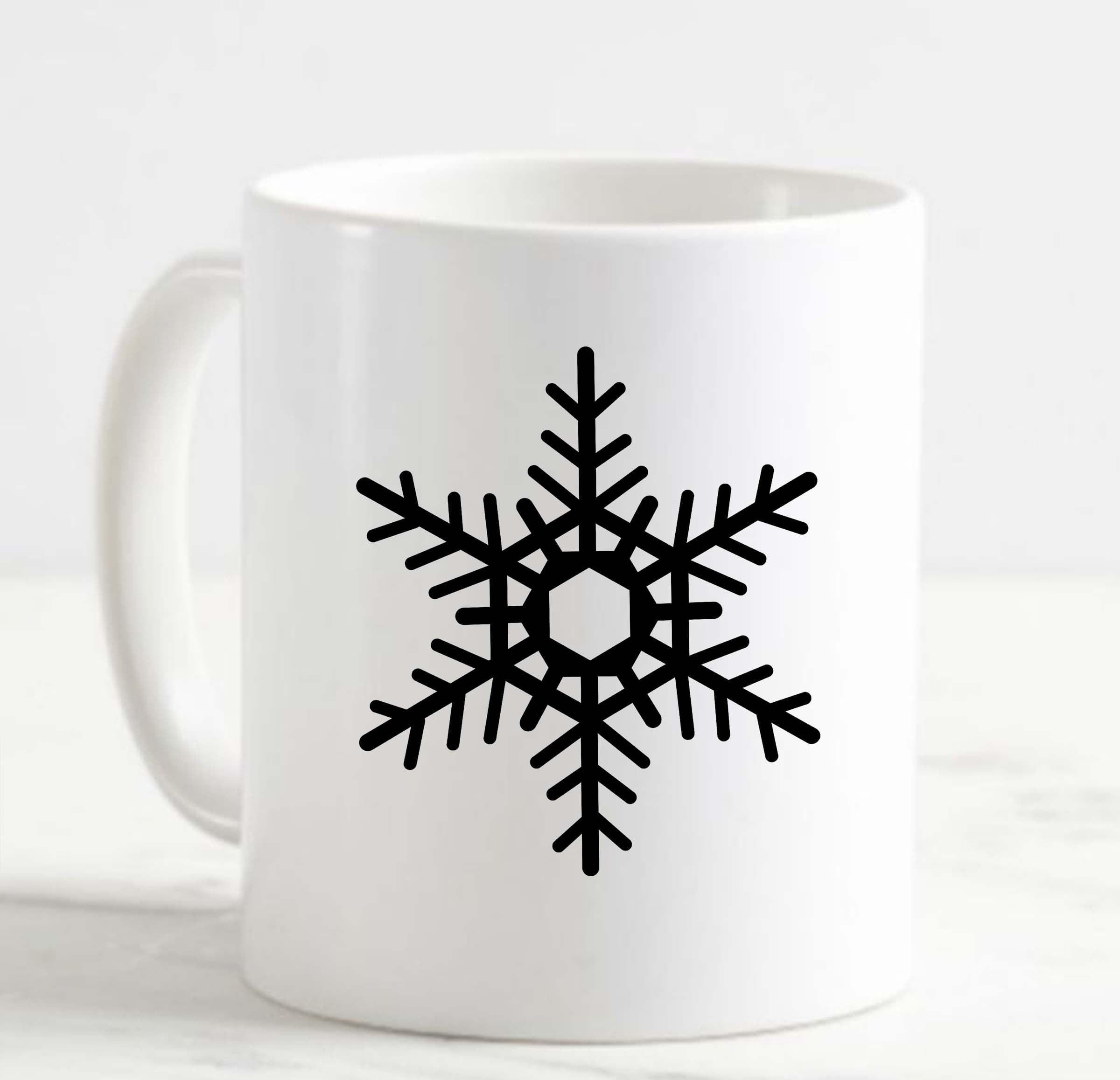 Coffee Mug Snowflake Snow Seasonal Winter Geometric White Cup Funny Gifts  for work office him her 