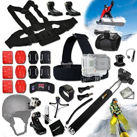 Xtech® SLEDDING ACCESSORIES Kit for GoPro Hero 4 3+ 3 2 1 Hero4 Hero3 Hero2, Hero 4 Silver, Hero 4 Black, Hero 3+ Hero3+ Hero 3 Silver, Hero 3 Black and for Skiing, Ski-Bobbing, Ski Jumping, (Best Deals On Gopro Hero 4 Black)