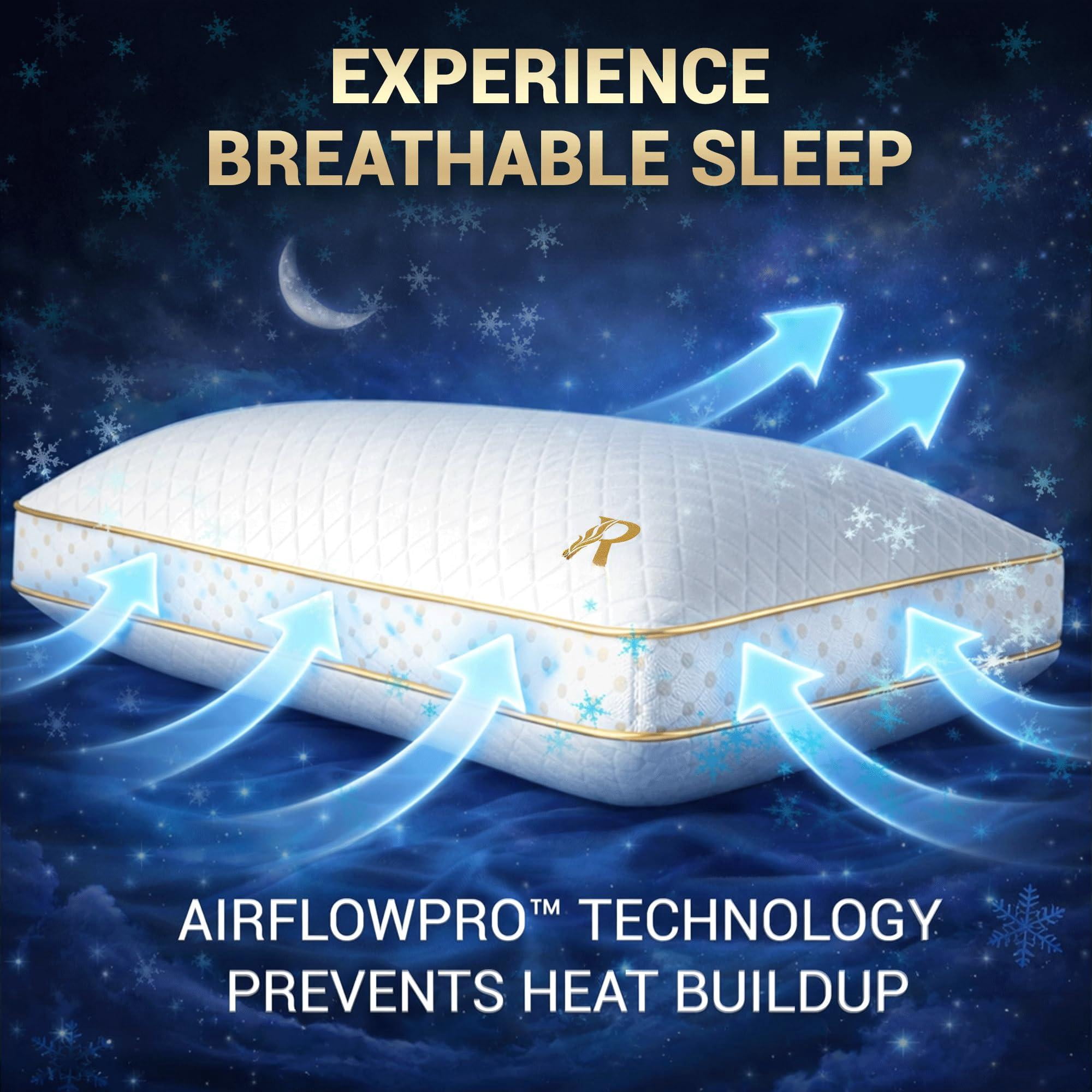 King Memory Foam Pillow  Adjustable Shredded Odor-free For Neck & Shoulder Support Side Sleepers Airflowpro