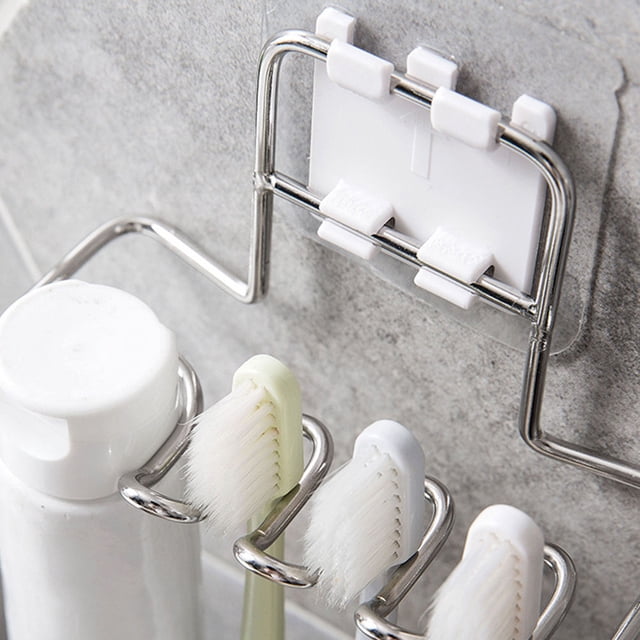 AURARMLET Organizador De Pared Para Con Soporte Para Cepillos Y Rasuradora De Acero Inoxidable Plateado