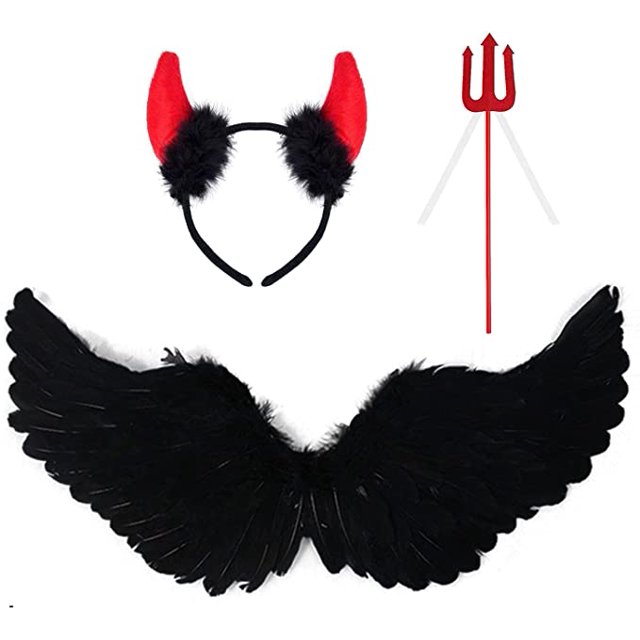 Disfraz de alas negras para adultos, alas de Ángel, plumas, vestido elegante, alas de Ángel y Halo, varita mágica, disfraz de Cosplay de Carnaval de Halloween