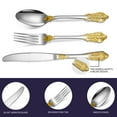 thumbnail image 2 of Luxury 24 Pieces Stainless Steel Flatware set, Service for 6, Mirror Polished with Gold Accents, Fine Silverware set and Dishwasher Safe, 2 of 9