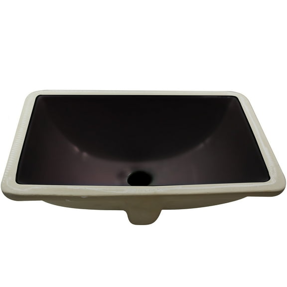 Novatto NP-U193902 Rectangular Undermount Black Porcleain Sink with Overflow, 18.25 x 13.5-inches