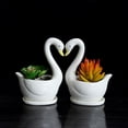 thumbnail image 5 of White Ceramic Flower Pot Small Succulent Planter Home Office Tabletop Modern Minimalist Compact Durable Indoor Decoration Gift Plant Holder Window Sill Countertop Neutral Style, 5 of 8