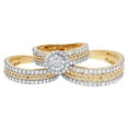 thumbnail image 2 of Silver & Stone Jewels Women's 14K Gold Finish Round Cluster Engagement Ring Set with CZ Accents – 3 Piece Bridal Wedding Band Set, 2 of 7