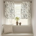 thumbnail image 2 of Linen Kitchen Curtains Floral Tier Curtains 36 Inch Farmhouse Botanic Cafe Curtains Small Window Curtains Rustic Half Window Curtains for Living Room Bathroom Laundry 2 Panels Black on Beige, 2 of 6