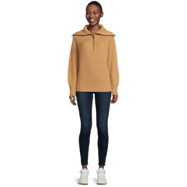 RD Style Women's Quarter Zip Sweater with Extended Collar RD Style Women's Quarter Zip Sweater with Extended Collar
