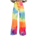 thumbnail image 3 of BiZtdJrK Jeans for Women Loose Fit Wide Leg Denim Trousers Trendy Tie Dye Prints Jean Pants Button High Waisted Jeans with Pockets Dollar Sales Multicolor S, 3 of 6