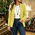 thumbnail image 4 of YgkuHd Fall Blazers for Women Fitted Lapel Long Sleeve Solid Casual Suit Jacket Dressy Work Office Outfits with Classic Style,Yellow_L, 4 of 5