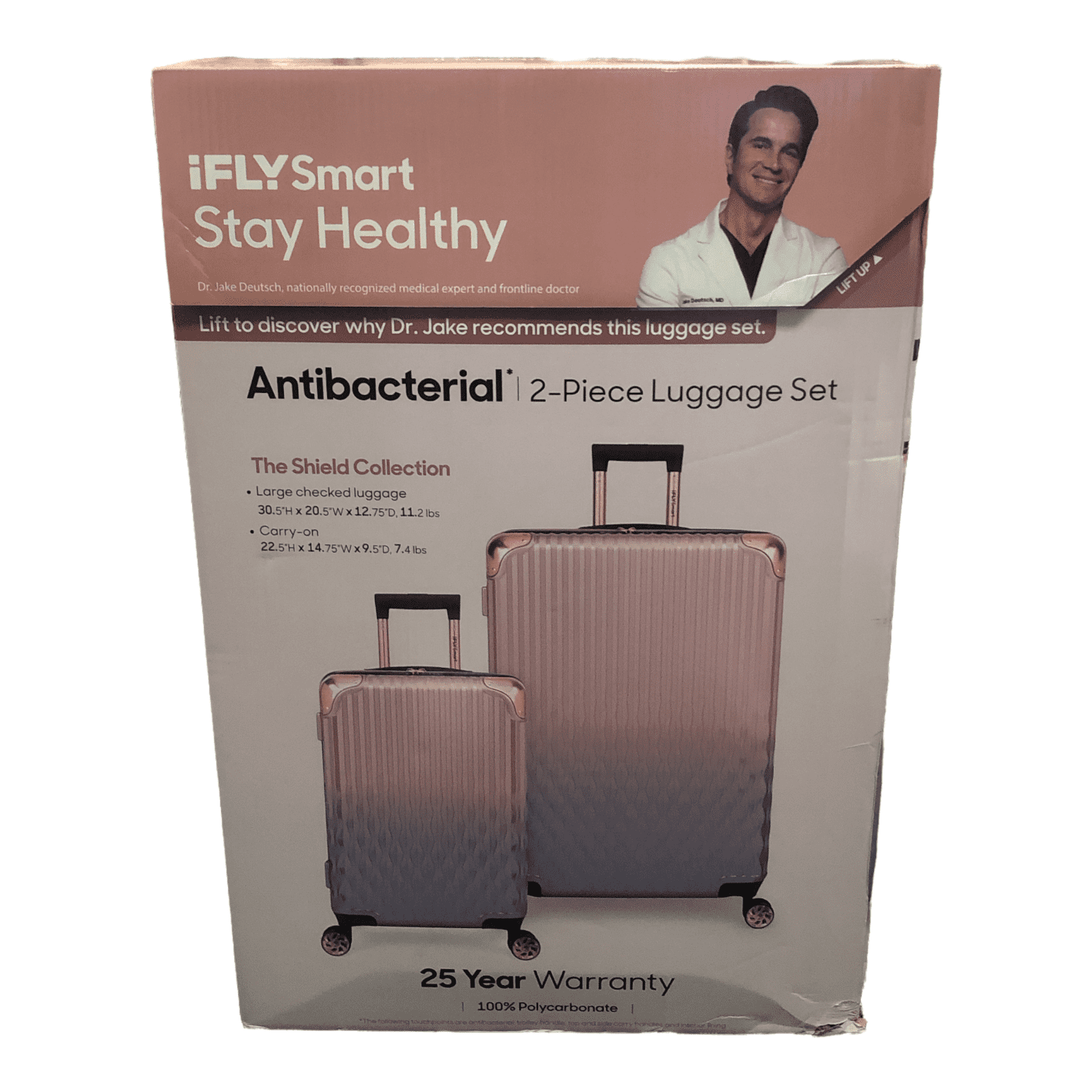 iFLY Smart Shield Collection Antibacterial Travel Set, 2 Piece, Rose