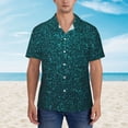 thumbnail image 2 of Lsque Navy blue sparkling Pattern Hawaiian Shirt for Men Unisex Summer Beach Casual Short Sleeve Cotton Linen Button Down Shirts,X-Large, 2 of 7