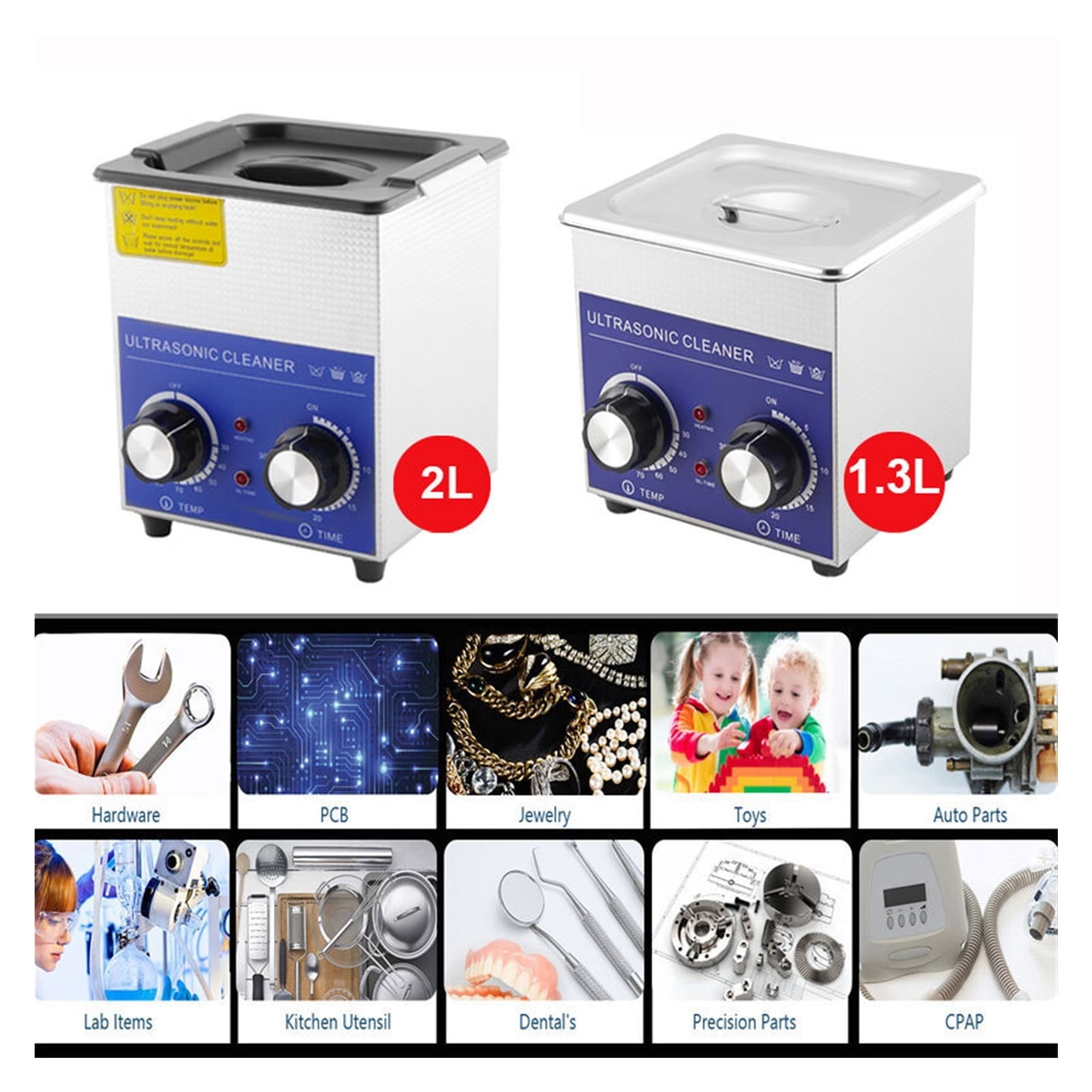 2L 60W Portable Ultrasonic Cleaner, Ultrasonic Jewelry Cleaner, With Heater Timer, Glasses Dental Nozzle Hardware 20-80 ,Strong Cleaning