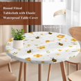 thumbnail image 5 of Round Table Cover 55-60 Inch Summer Bee Waterproof Reusable Table Cloth Round Fitted Vinyl Tablecloth with Elastic Edged for Parties Outdoors, Sweet Honey Spring Floral Botanical, 5 of 9