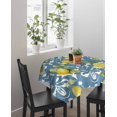 thumbnail image 3 of Yellow Lemon Square/Round Tablecloths 54x54,Blue Boho Bohemian Damask Paisley Table Cloth Table Cover Indoor/Outdoor Tabletop Decor for Wedding Holiday Party Dinner Baby Shower, 3 of 7