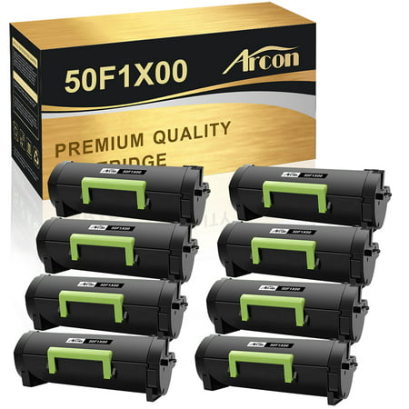 Arcon 8-Pack Compatible Toner for Lexmark 50F1X00 501X MX610de MX310dn MX410de MX510de MX511de MX611dte (Black) Arcon Compatible Toner Cartridges & Printer Ink offer great printing quality and reliable performance for professional printing. It keeps low printing cost while maintaining high productivity. Product Specification: Brand: Arcon Compatible Toner Cartridge Replacement for: Lexmark 50F1X00 501X Compatible Toner Cartridge Replacement for Printer: Lexmark MX310dn/MX410de/MX510de/Lexmark MX511de/MX511dhe/MX511dteLexmark MX610de/Lexmark MX611de/MX611dfe/MX611dte/MX611dhe Pack of Items: 8-Pack Ink Color: 8 * Black Page Yield (based upon a 5% coverage of A4 paper): 8*10000 Pages Cartridge Approx.Weight : 9.7 Pounds Cartridge Dimensions (Per Pack): 12.99 x 4.53 x 5.31 Inches Package Including: 8-Pack Toner Cartridge