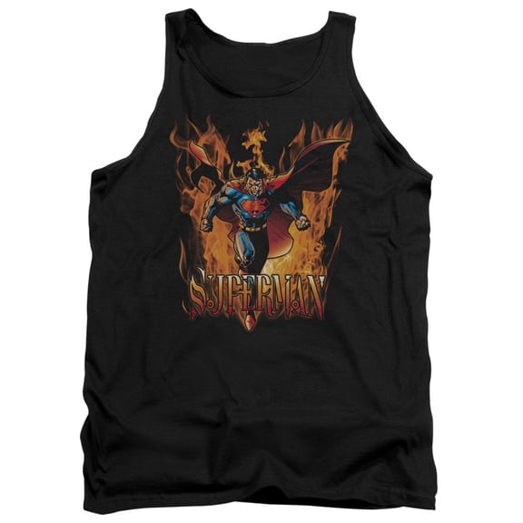 Superman Through The Fire Adult Tank Top Black