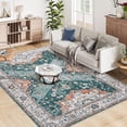 thumbnail image 2 of HOMERRY Foldable Area Rug 5' x 7' Washable Distressed Boho Floral Rug for Living Room, Green, 2 of 6