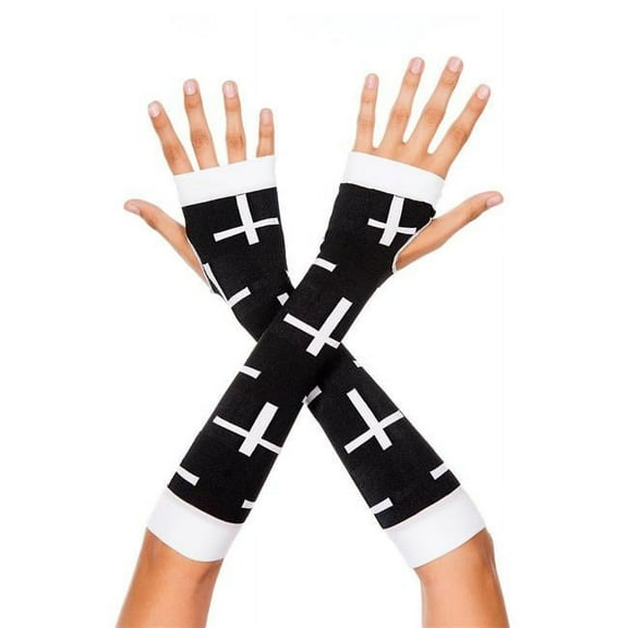 Cross design arm warmers 492-BLACK-WHITE