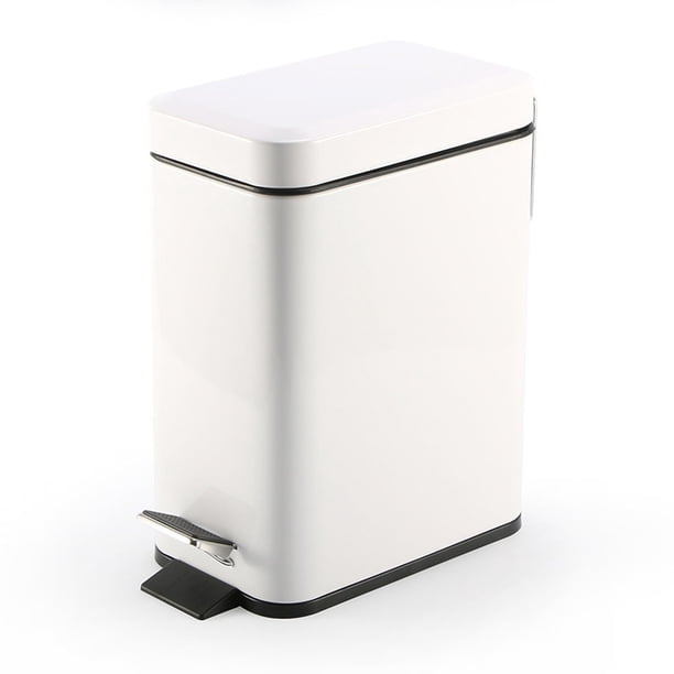 Cubo de basura doméstico de acero inoxidable con pedal silencioso rectangular para habitación, baño, dormitorio, sala de estar, cubo de almacenamiento