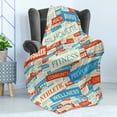 thumbnail image 4 of Fitness Soft Flannel Fleece Throw Blanket, Collage of Words Physical Activity Healthiness Nutrition Bodycare Theme, Cozy Plush for Indoor and Outdoor Use, 60" x 80", Sky Blue White Red, by Ambesonne, 4 of 5