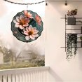 thumbnail image 6 of Metal Hanging Wind Spinners with Abstract Circular Pattern - Elegant Garden Decor with Soft Pink Flowers and Bright Yellow Centers, 6 of 6