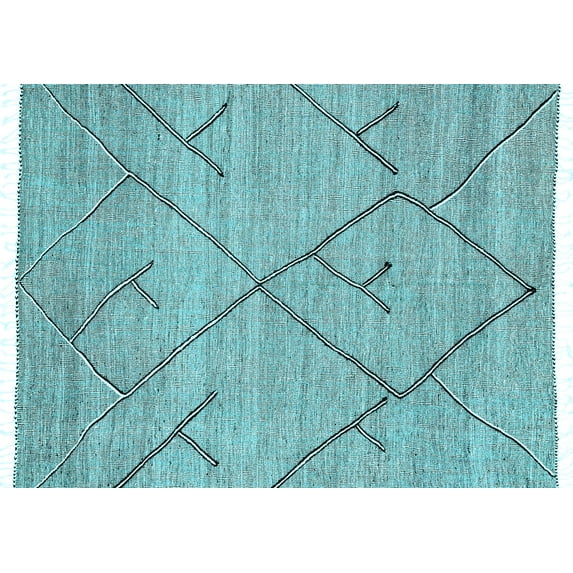 Ahgly Company Indoor Rectangle Abstract Light Blue Modern Area Rugs, 8' x 10'
