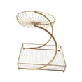thumbnail image 1 of Cesta de fruta de hierro, cesta de almacenamiento, frutero, soporte para verduras, construcción de alambre multicapa, adecuada para cocina, mesa de co Oro de 2 capas, 1 of 8