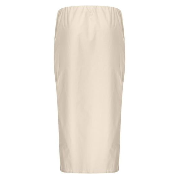 XIAONU Womens Skirts Elastic Waist Drawstring Long Flowy Ankle Length Skirt Linen Flared Maxi Skirt With Back Slit