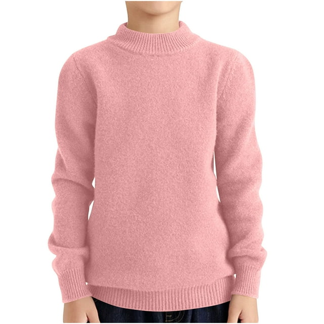 WRKEKC Chemises à Manches Longues pour Filles, T-Shirts à Manches Longues pour Filles, T-shirt Épais Uni Décontracté pour Enfants 4-18 Ans, T-shirt de Base à Manches Longues Col Rond