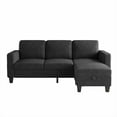 thumbnail image 6 of Youmumeub Sectional Sofa with Chaise Ottoman - 3-Seat L-Shape Couch, Black Linen Fabric, Small Space Living Room Furniture with 700lbs Capacity, 6 of 11