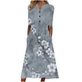 thumbnail image 2 of Women's Summer Maxi Dresses 2025 Casual Short Sleeve V Neck Long Dress Boho Floral Printed Button Down Sundress Flowy Beach Vacation Ladies Dress Account Purchase History Account Purchase History, 2 of 5