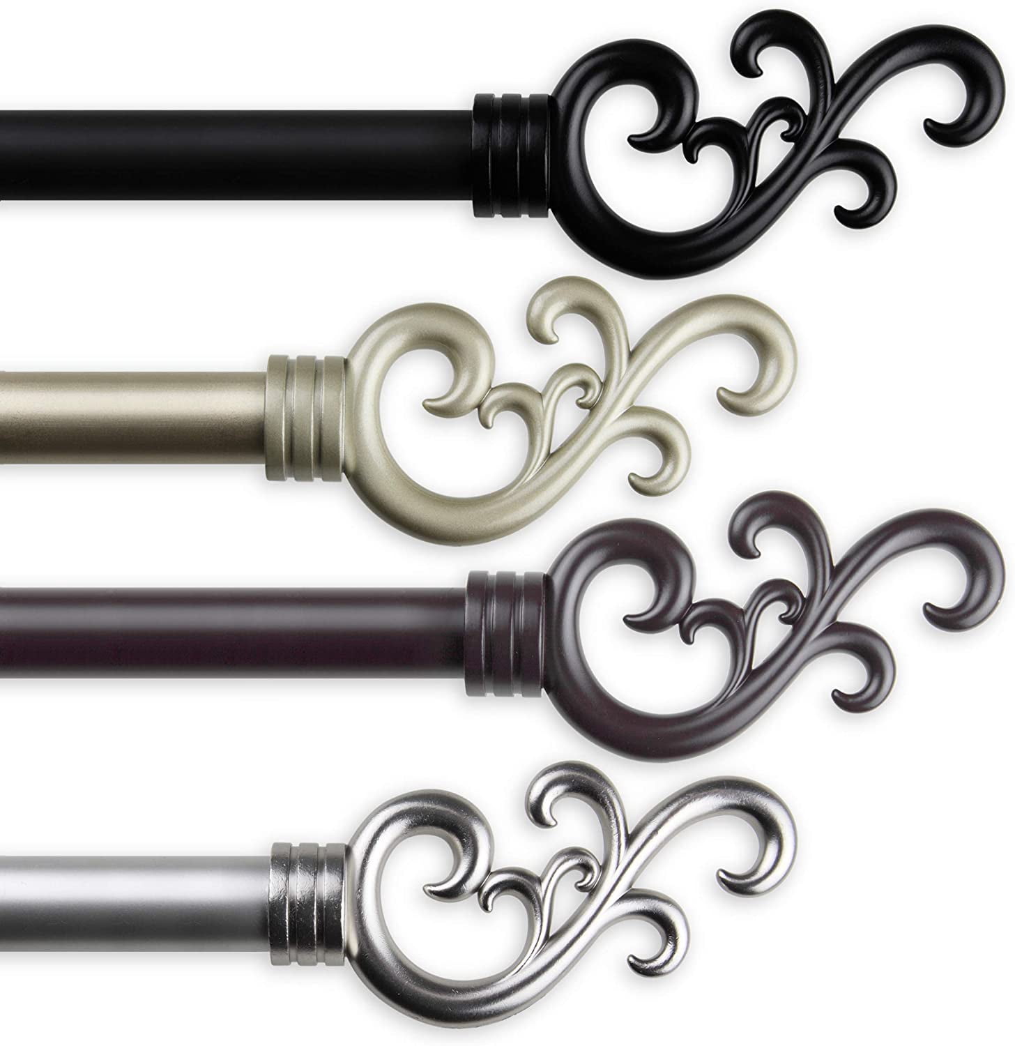 Naureen 1" dia. Curtain Rod 160-240 inches - Black