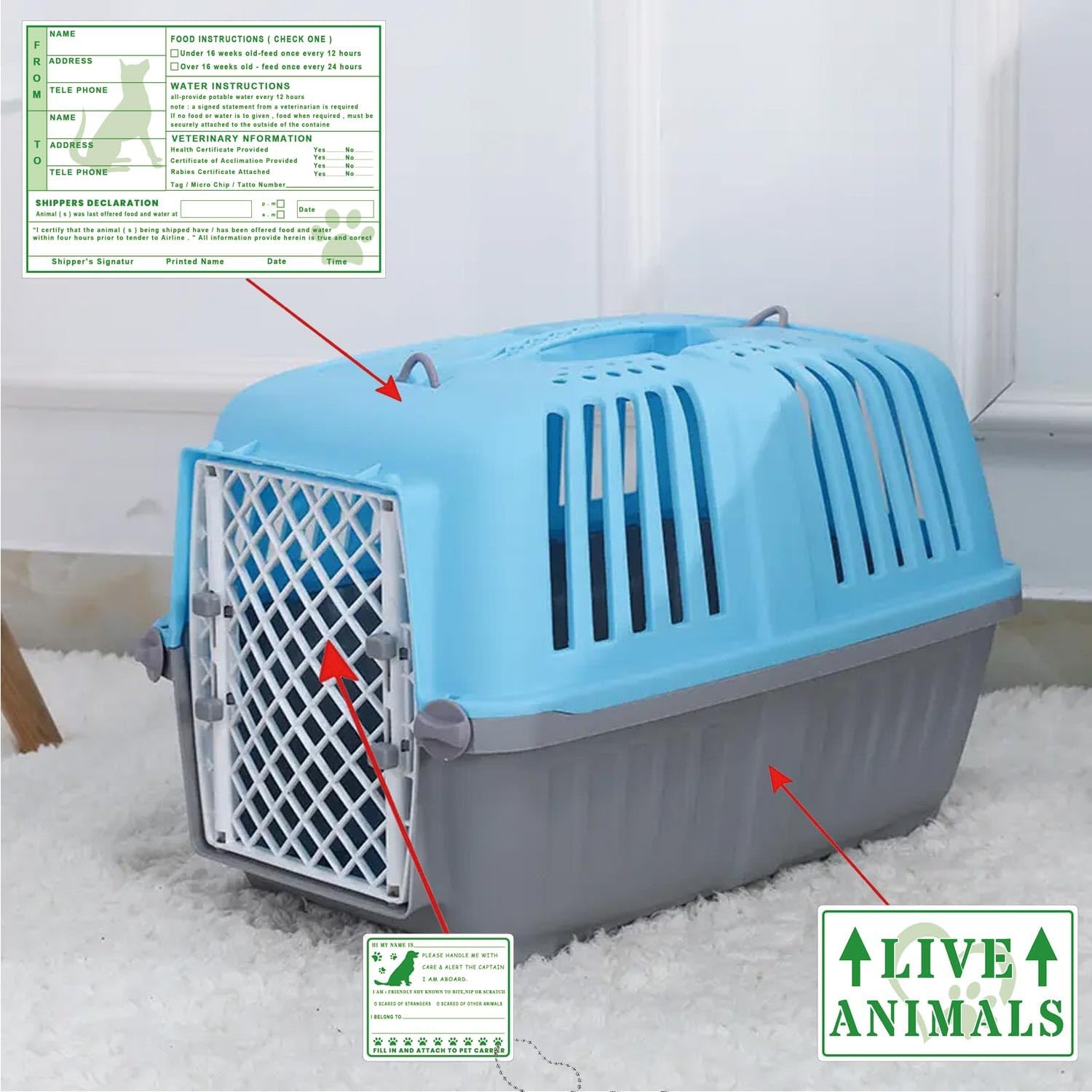 20pcs Live Animals with Arrow Sticker Live Animal Stickers for Airline Cargo Crates Live Animal Shipping & Handling Instruction Labels